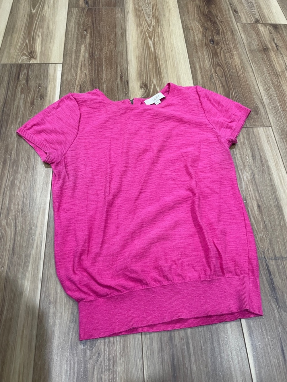 LOFT Hot Pink Short-Sleeve Knit Top